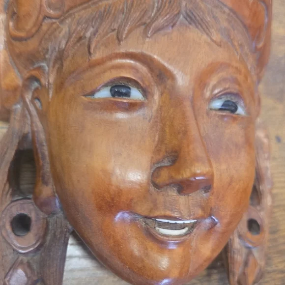 Vintage Diety Daoism China Tibet Carved Wooden Decorative Mask in Rosewood - Picture 2 of 6